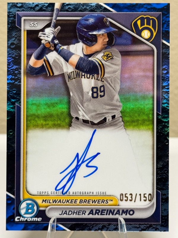 2024 Bowman Chrome Jadher Areinamo Auto /150 Blue Lunar Refractor Tampa Bay Rays