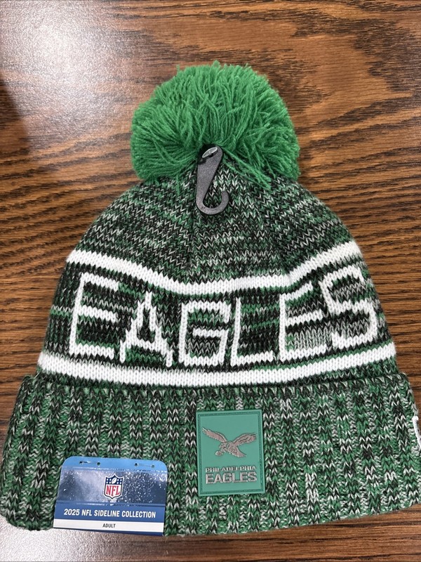 2025 NFL Sideline Collection Philadelphia Eagles Retro New Era Knit Hat Pom NWT