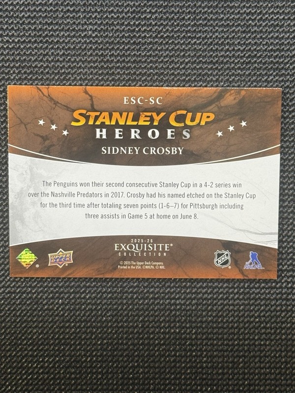 2025-26 UD EXQUISITE STANLEY CUP HEROS /299 SIDNEY CROSBY gallery