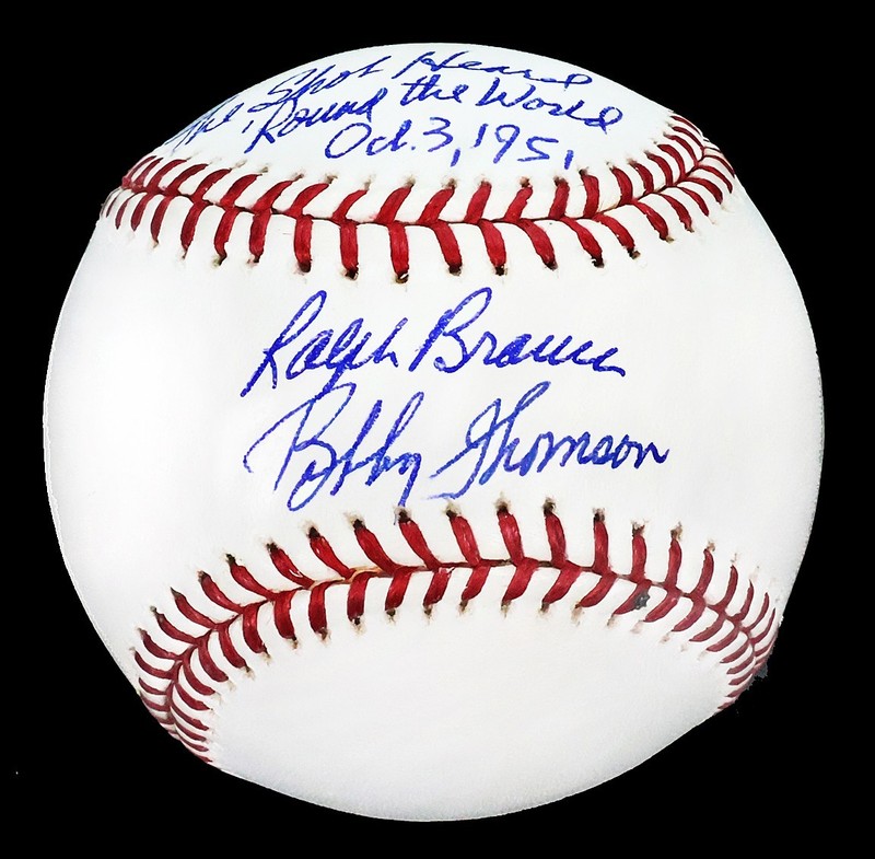 Ralph Branca Bobby Thomson Signed Shot Heard Round The World Oct 3 1951 Ball JSA