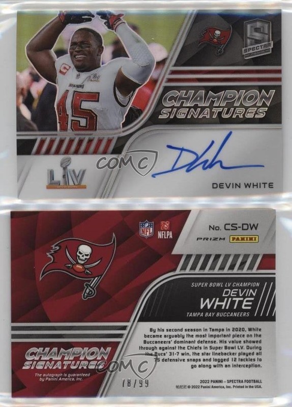 2022 Panini Spectra Champion Signatures 78/99 Devin White #CS-DW Auto 18yu gallery