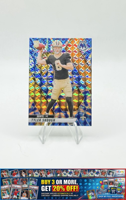 2025 Panini Mosaic Tyler Shough Rookie #312 Mosaic Reactive Blue Prizm Saints RC