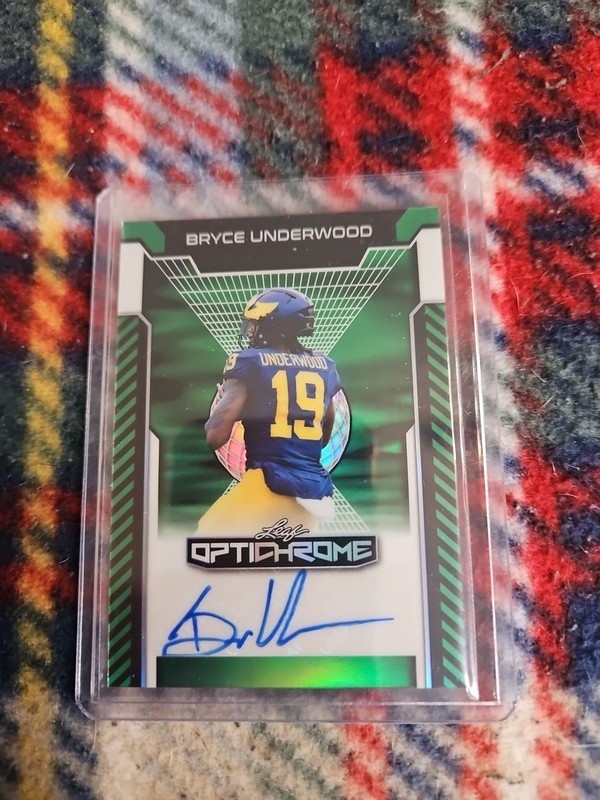 2025 LEAF OPTICHROME HOLO ROOKIE AUTO 2/6 BRYCE UNDERWOOD MICHIGAN WOLVERINES 🔥