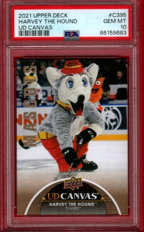 2021-22 UPPER DECK UD CANVAS MASCOTS HARVEY THE HOUND FLAMES #C395 PSA 10 GC