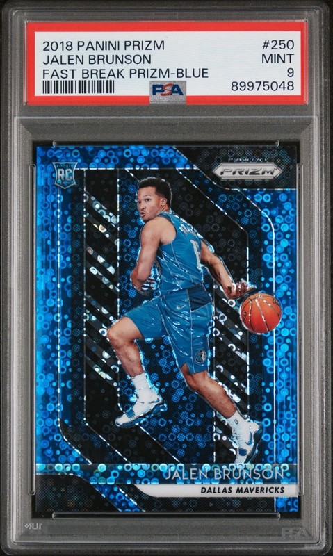 2018-19 Panini Prizm – Jalen Brunson #250 Blue Fast Break Prizm /175 (RC) PSA 9