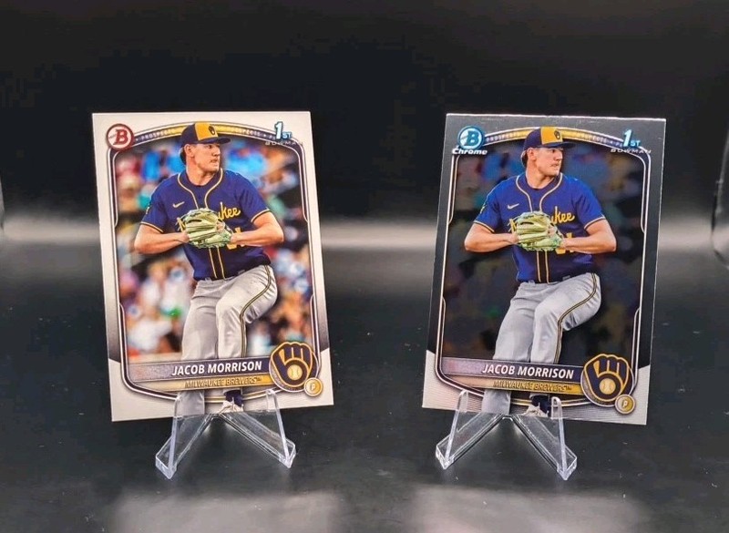 2025 Bowman Draft – Chrome Jacob Morrison #BDC-42 & #BD-42 (Lot Of 2) Brewers 🔥