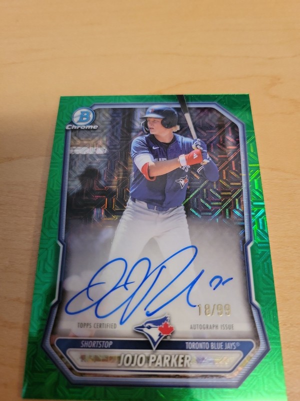 2026 Bowman Chrome - Green Mojo Refractor Auto - Jojo Parker #BMA-JP 18/99 (AU) gallery