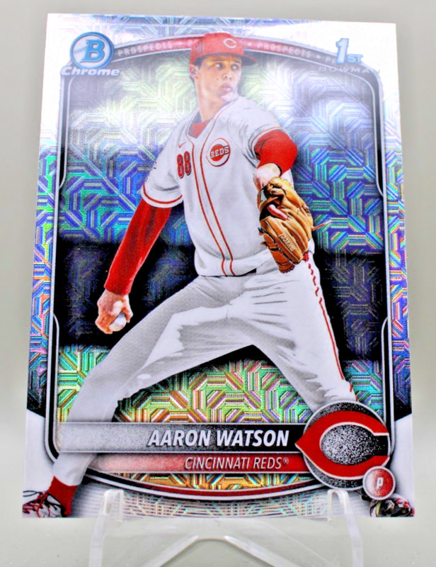 2025 Bowman Draft Chrome - #BD-193 Aaron Watson Mojo Refractor Reds gallery