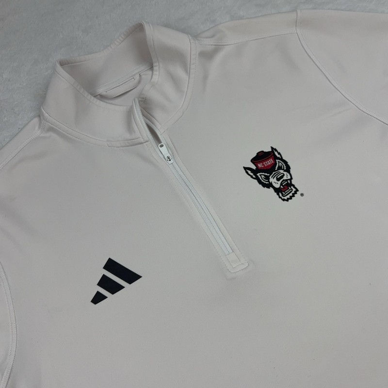 NC State Wolfpack Adidas Quarter Zip Jacket Men M Beige Football Pullover