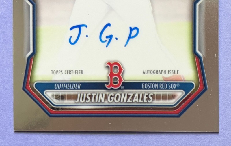 2026 1st Bowman Chrome Justin Gonzales On-Card Auto #CPA-JG - BOS Top Prospect gallery