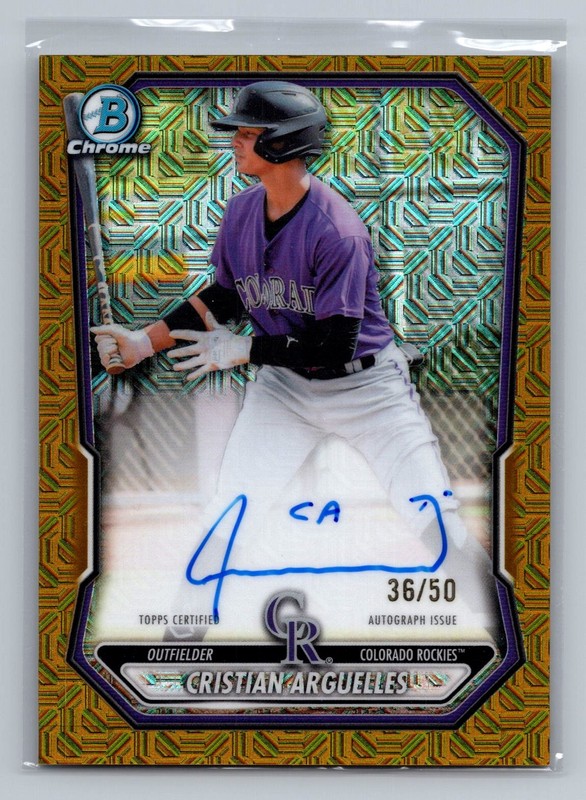 Cristian Arguelles 2026 Bowman Chrome Mojo Gold Refractor Autographs #/50
