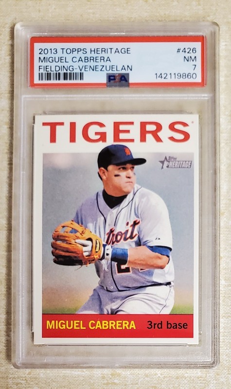 2013 Topps Heritage #426 Venezuelan Miguel Cabrera Action Fielding PSA 7 NM
