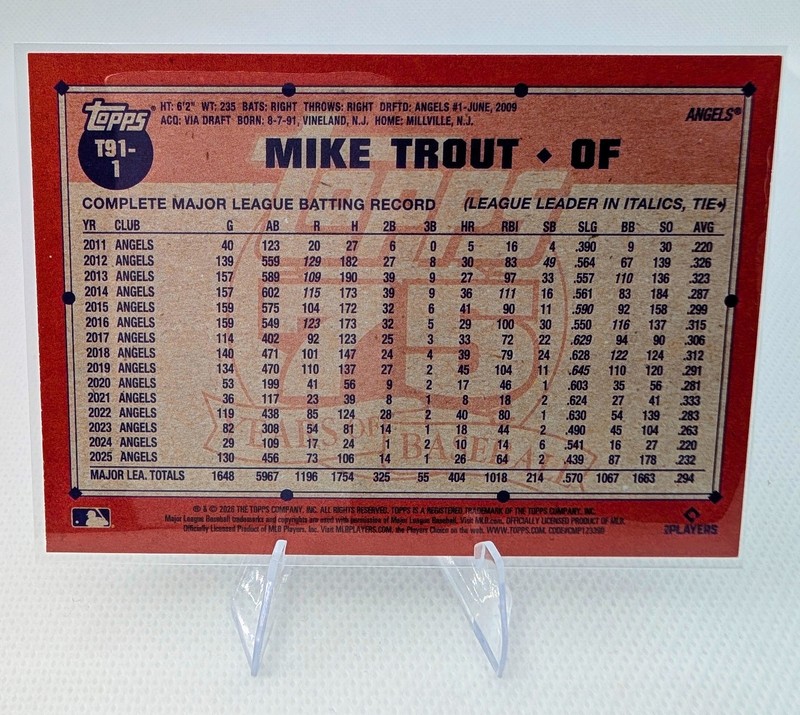 2026 Topps Series 1 - 1991 Topps Mike Trout #T91-1 - Angels gallery