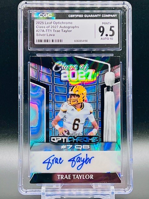 2025 Leaf Optichrome Class Of 2027 Lava Trae Taylor 6/10 Mint+ CGC 9.5 10 Auto