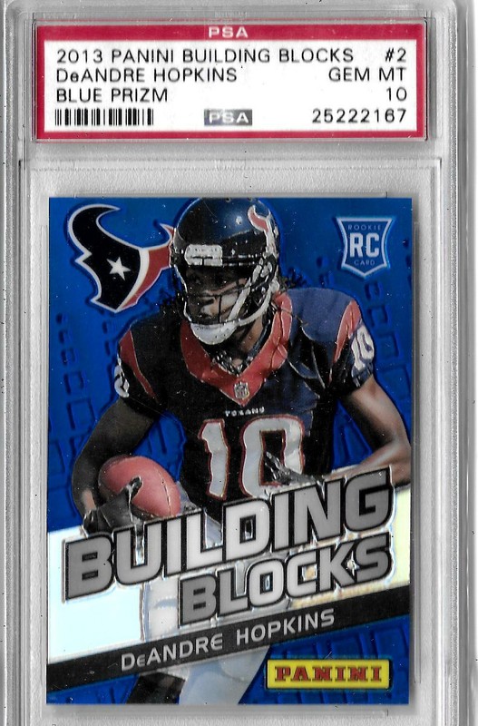 DeANDRE HOPKINS 2013 PANINI BUILDING BLOCKS #2 BLUE PRIZM PSA 10 POP 24 RC NFL