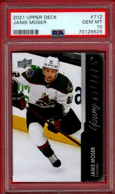2021-22 UPPER DECK JANIS JJ MOSER YOUNG GUNS ROOKIE #712 PSA 10 UD RC YG GC