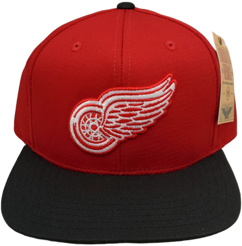 Detroit Red Wings Snapback Flat Bill Stitched Logo Red/Black