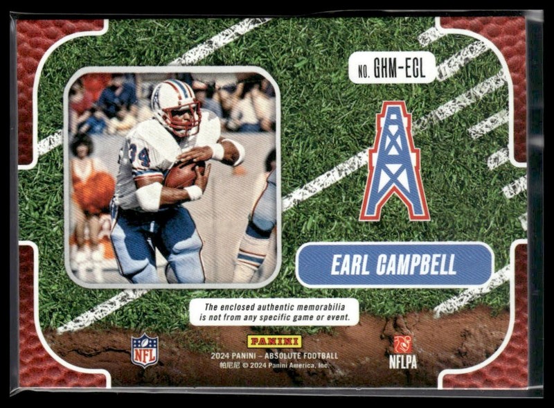 2024 Panini Absolute #GHM-ECL Earl Campbell Ground Hoggs Materials #/250 gallery